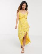 Gilli Wrap Front Maxi Dress In Bold Floral-yellow