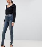 Asos Design Tall Ridley High Waist Skinny Jeans In Linka Vintage Blue Wash - Blue
