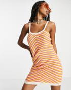 Noisy May Crochet Mini Dress In Multi Stripe