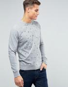 Esprit Sweat With Raglan Sleeve And All Over Print Detail - Gray