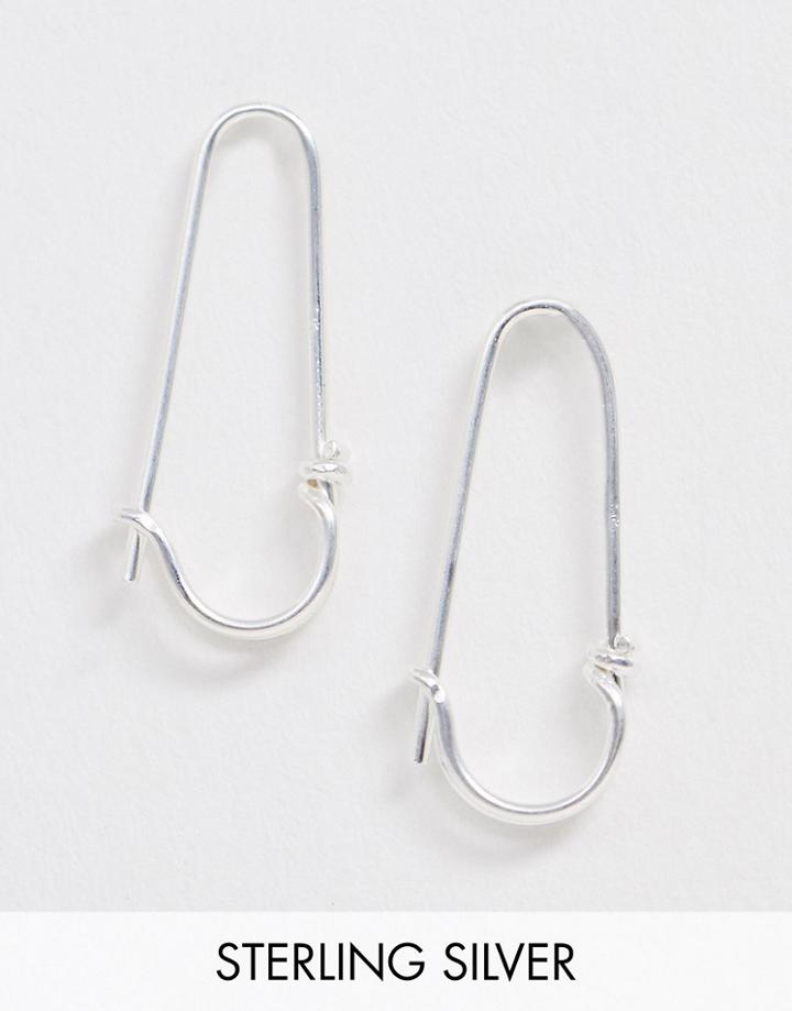 Asos Design Sterling Silver Minimal Safety Pin Earrings