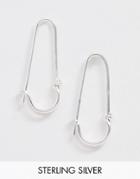 Asos Design Sterling Silver Minimal Safety Pin Earrings
