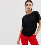 River Island Oversized Woven T-shirt In Black - Black
