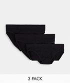 Asos Design 3 Pack Ribbed Seamless Knicker Pack In Black