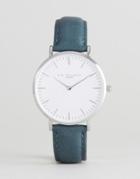 Elie Beaumont Large Watch With Silver Case And Blue Strap - Blue