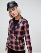 Nobody's Child Boyfriend Fit Double Breasted Blazer In Check - Multi