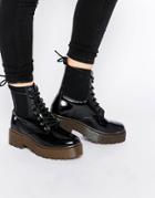 Blink Chunky Lace Up Ankle Boots - Black Box Pu