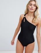 Unique21 Asymmetric Swimsuit With Cut Out Detail - Black