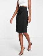 Vesper Crossover Midi Skirt In Black