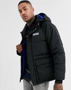 Nicce Long Puffer Coat With Hood In Black