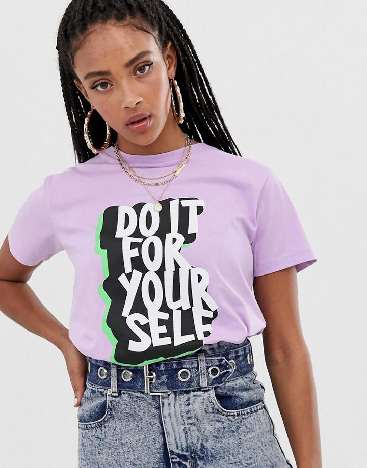 Asos Design T-shirt With Poster Pop Motif-pink