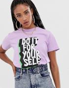 Asos Design T-shirt With Poster Pop Motif-pink