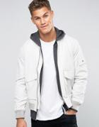 New Look Cotton Bomber Jacket In Stone With Double Pocket Detail - Sto