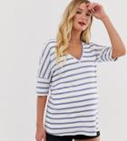 Asos Design Maternity Nursing V Neck T-shirt In Stripe - Multi
