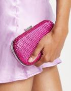 True Decadence Embellished Crystal Clutch Bag In Hot Pink