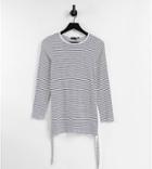 Asos Design Maternity Long Sleeve Ruched Side T-shirt In Stripe-multi