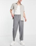 Asos Design Oversized Tapered Wool Mix Smart Pants In Puppytoooth-gray