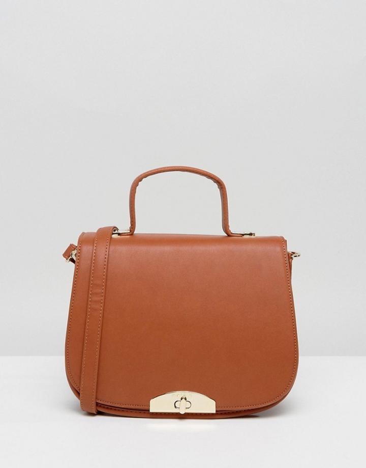 Marc B Orange Saddle Bag With Handle And Detachable Cross Body Strap - Orange