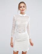 Dark Pink Lace Cropped Blouse Co-ord - White
