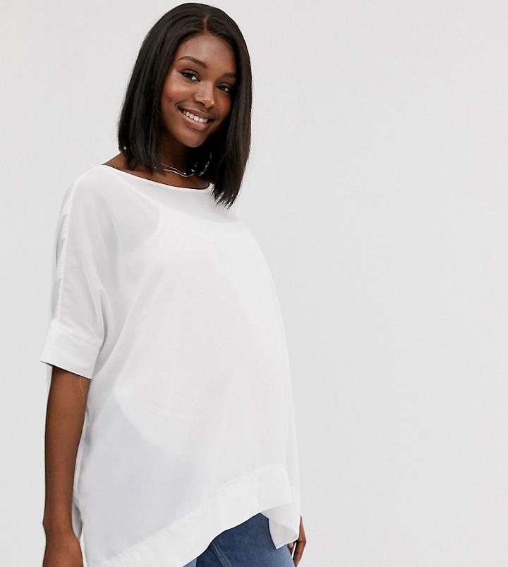 Asos Design Maternity Oversized Kimono T-shirt With V Back-white