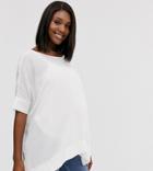 Asos Design Maternity Oversized Kimono T-shirt With V Back-white