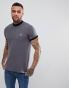 Fred Perry Slim Fit Jacquard T-shirt In Gray - Gray