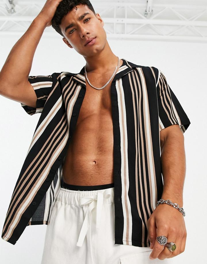 New Look Stripe Shirt In Black-multi