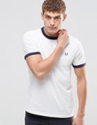 Fred Perry Ringer T-shirt In White - Snow White