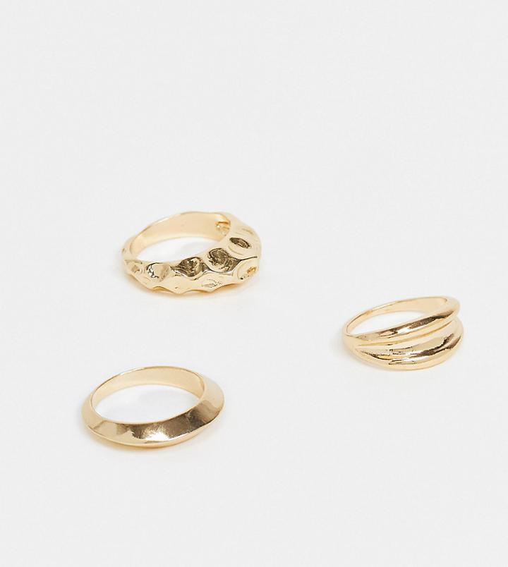 Vero Moda Exclusive 3-pack Rings In Gold