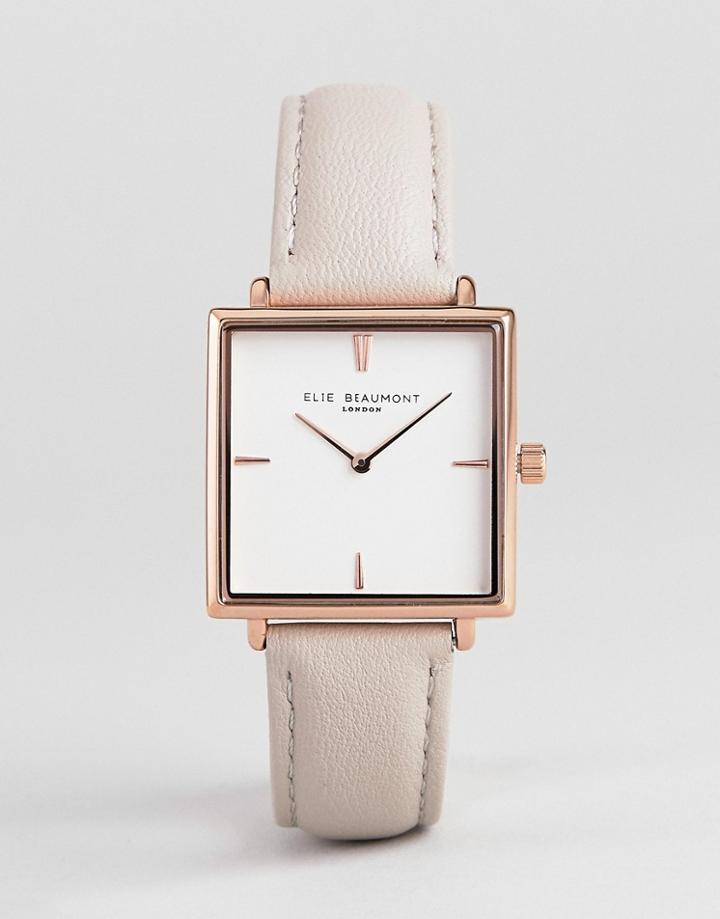 Elie Beaumont Eb818.3 Watch With Rose Gold Case And Stone Strap - Stone