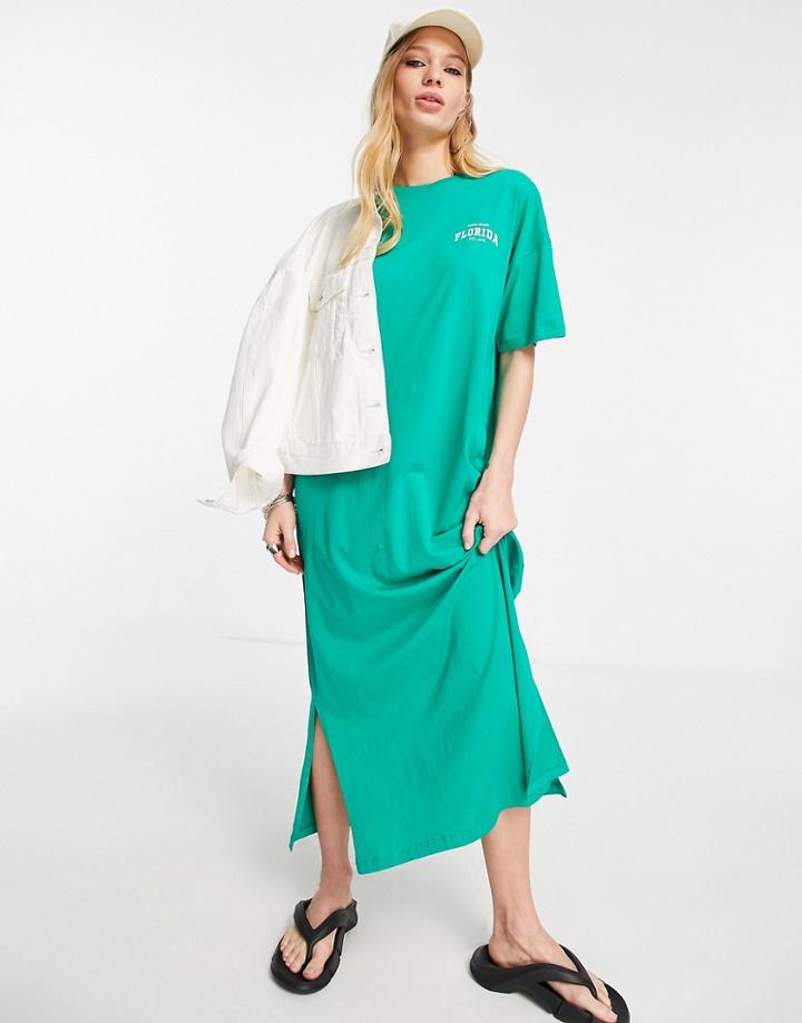 Only Maxi T-shirt Dress In Bright Green
