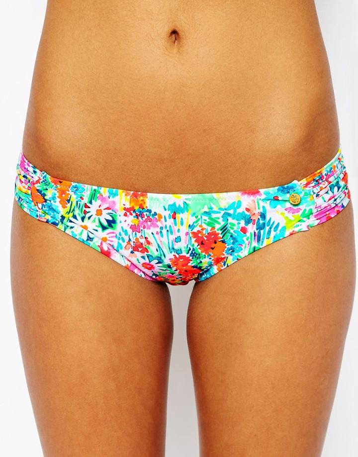 Raisins Flower Cocoa Bikini Bottoms - Full Flower