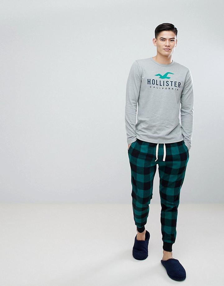 Hollister Check Joggers Sleep Set In Green - Green