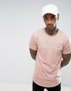 Le Breve Longline Curved Hem Cut And Sew T-shirt - Pink