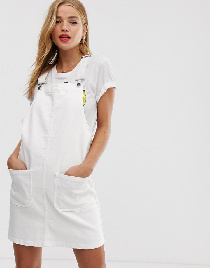 Jdy Denim Overall Mini Dress - White