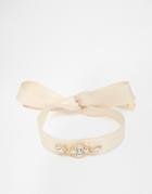 Neve & Eve Ribbon Tie Bracelet With Jewel - Nude