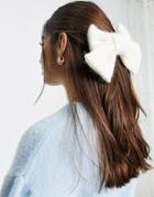 My Accessories London Knit Hair Bow In White