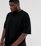 Asos Design Plus Oversized T-shirt With Side Split In Black - Black