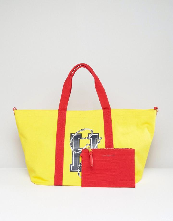 Tommy Hilfiger Gigi Hadid Canvas Logo Shoulder Bag - Yellow