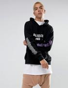 Sixth June Oversized Hoodie In Black With Tour Print - Black