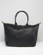 Mi-pac Tumbled Leather Look Weekender Bag - Black