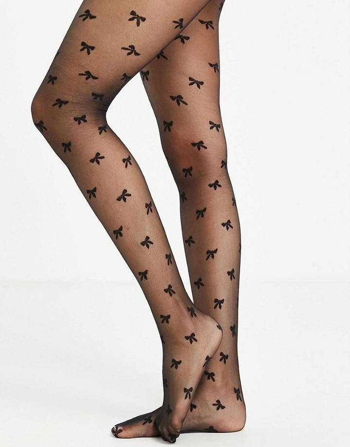 Gipsy Sheer Bow Tights In Black