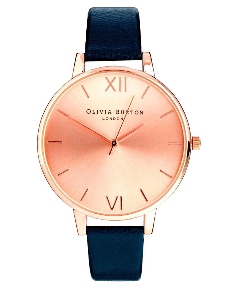 Olivia Burton Big Dial Navy Watch With Rose Gold Face