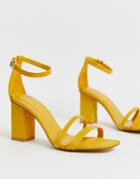 Bershka Two Part Kitten Heel Sandals In Mustard-yellow
