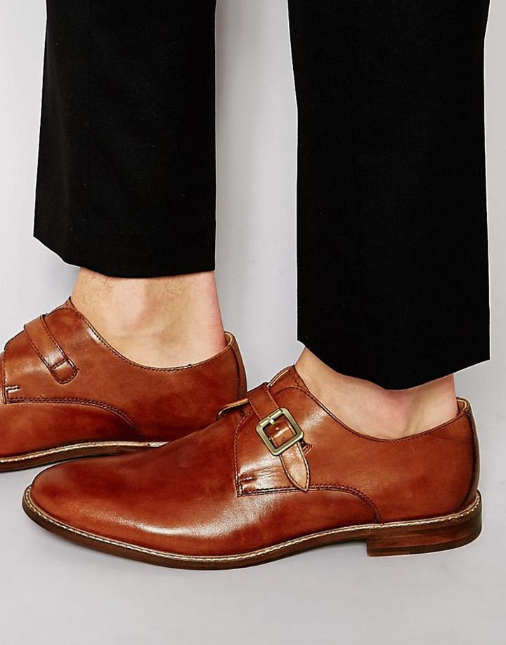 Aldo Sertino Leather Monk Shoes - Tan