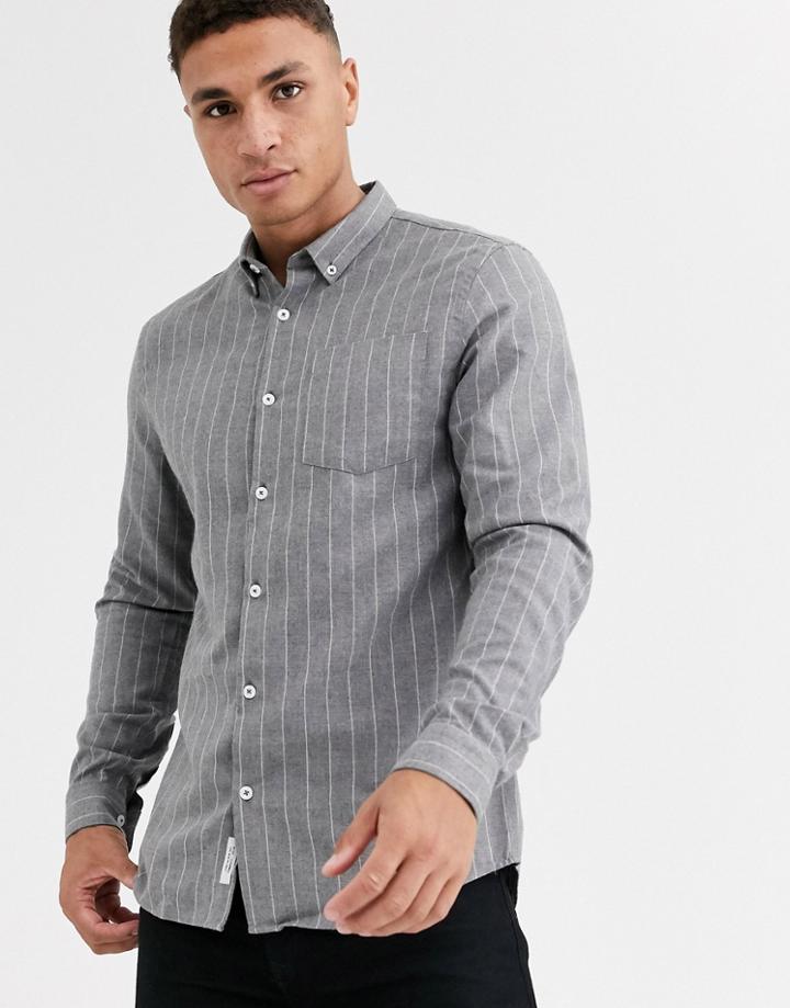 River Island Shirt In Gray Pinstripe