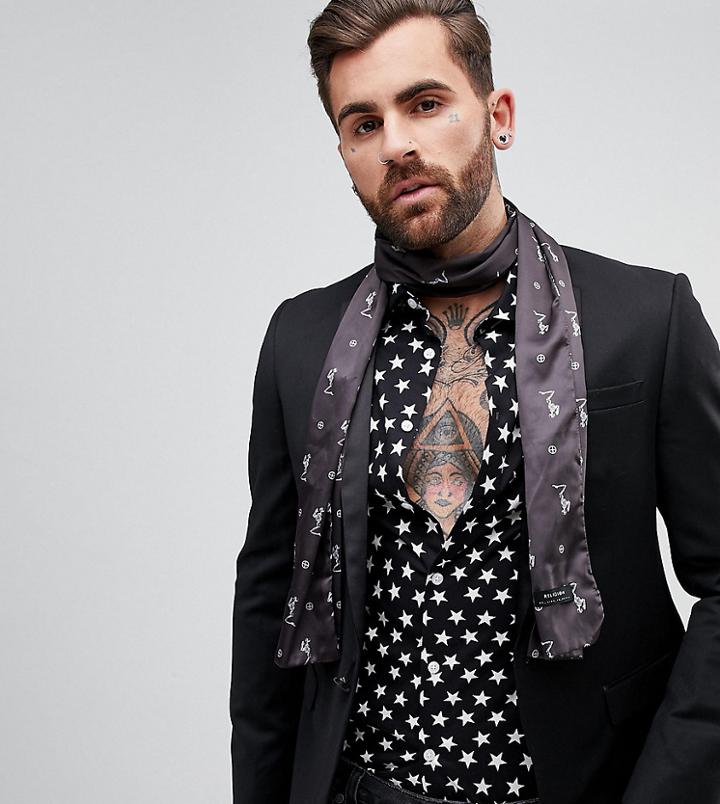 Religion Dress Scarf In Sateen - Black