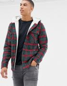 Another Influence Fleece Lined Check Over Jacket - Green