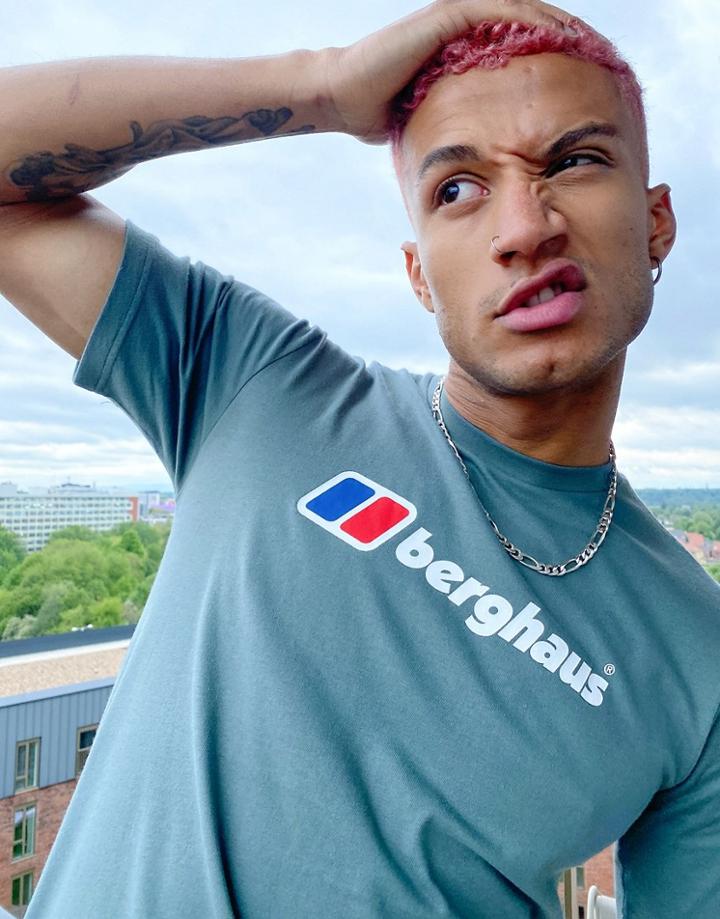 Berghaus Big Classic Logo T-shirt In Gray-green