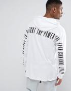 Asos Oversized Long Sleeve T-shirt With Back Sleeve To Body Print And Hood - White